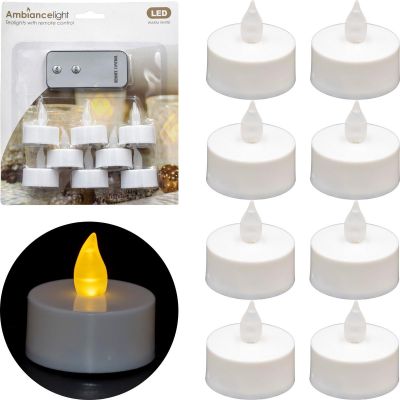 13. ZESTAW 8 ŚWIECZEK TEA LIGHT LED Z PILOTEM