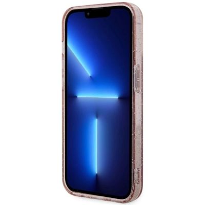 5. Etui Guess Glitter Gold MagSafe na iPhone 14 Pro - różowe
