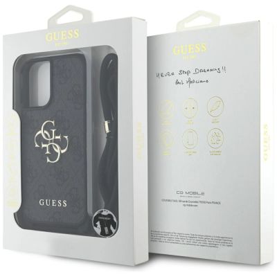 7. Etui Guess 4G Big Logo Cord Stap Crossbody do iPhone 16 Plus czarny