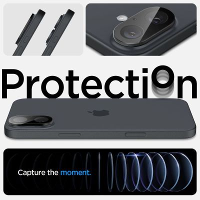 10. Szkło na aparat Spigen Optik GLAS.TR Camera Protector 2-PACK na iPhone 16 / 16 PLUS - czarne
