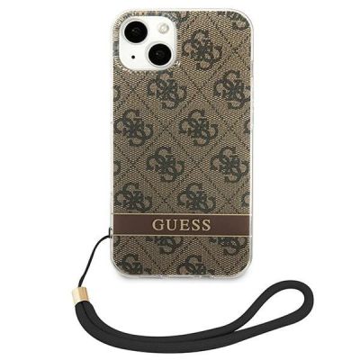 3. Etui Guess 4G Print Strap na iPhone 14 Plus - brązowe