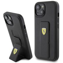 Etui Ferrari Grip Stand Metal Logo na iPhone 15 - czarne