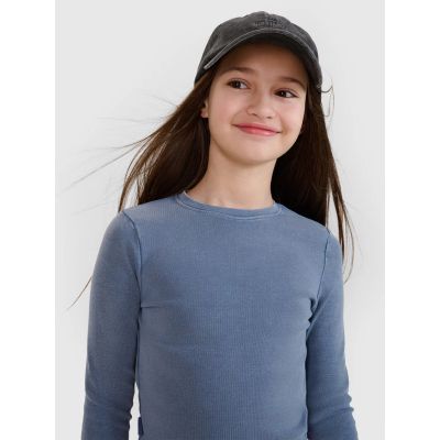 Longsleeve slim crop top gładki dziewczęcy 4F 4FJWSS25TLONF430-32S