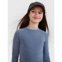 Longsleeve slim crop top gładki dziewczęcy 4F 4FJWSS25TLONF430-32S