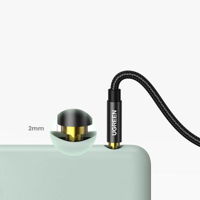 7. Ugreen kątowy kabel AUX 2 x mini jack 3,5 mm 1,5m niebieski (AV112)