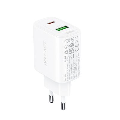 3. Acefast ładowarka sieciowa USB Typ C / USB 20W, PPS, PD, QC 3.0, AFC, FCP biały (A25 white)