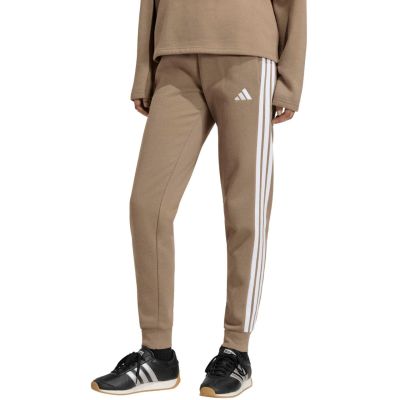 Spodnie damskie adidas Essentials 3-Stripes Fleece Slim beżowe KF8317
