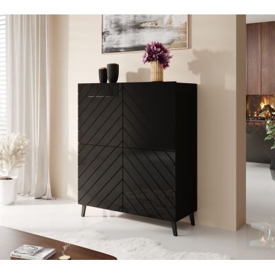 3. Regał ABETO 100,5x40xH121,5 czarny/czarny połysk