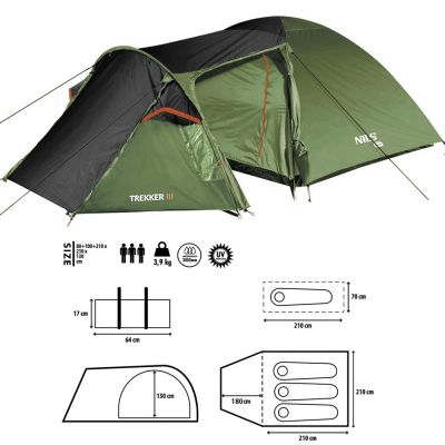 4. Namiot kempingowy NILS CAMP Trekker III NC6312 3 osobowy zielony