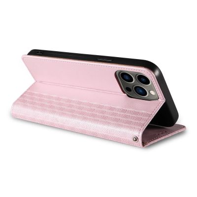 11. Magnet Strap Case etui iPhone 14 Pro pokrowiec z klapką portfel mini smycz podstawka różowe
