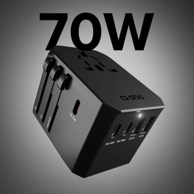 4. Adapter podróżny SBS uniwersalny GaN 70W 3xUSB-C 2xUSB-A z etui - czarny