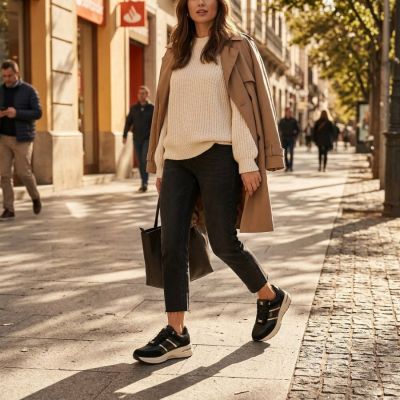 12. Skórzane półbuty damskie sneakersy czarne Filippo DP7772