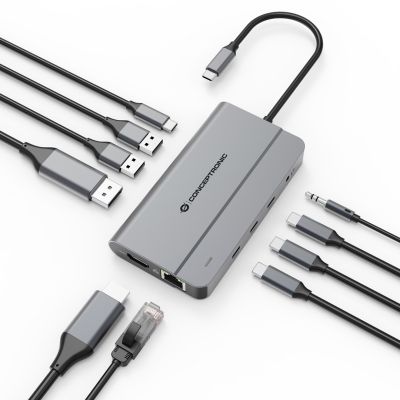 2. Conceptronic DONN34G stacja dokująca Przewodowa USB 3.2 Gen 2 (3.1 Gen 2) Type-C Szary