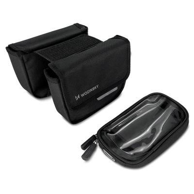 8. Wozinsky torba rowerowa na ramę sakwa na rower wodoodporne etui na telefon 1,5l czarny (WBB26BK)