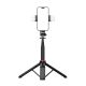 14. Selfie stick WC12YDS teleskopowy tripod 1.3m ze stopu aluminium z podwójną lampą i uchwytem na telefon - czarny