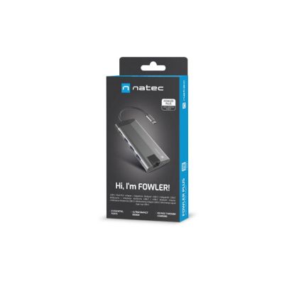 6. NATEC MULTIPORT ADAPTER FOWLER PLUS USB-C-> USB 3.0 3X, HDMI 4K, USB-C PD, RJ45, MICRO SD NMP-1690