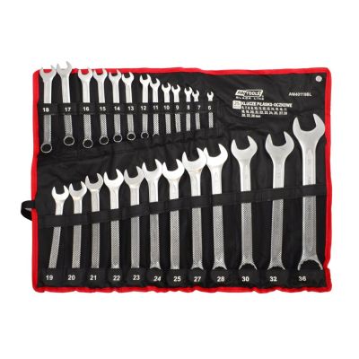 AWTOOLS KLUCZ PŁASKO-OCZKOWY KPL.25szt. /6mm-36mm   BLACK LINE