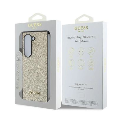 7. Etui Guess 4G Glitter Script na Samsung Galaxy Z Fold 6 - złote