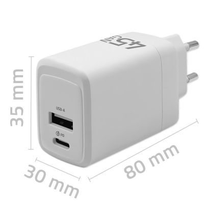 7. QOLTEC ŁADOWARKA 45W GAN | 5-20V | 1.5-3A | 1XUSB-C PD | 1XUSB QC 3.0 | BIAŁA