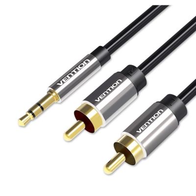 Kabel audio 3,5 mm męski na 2RCA męski 3 m czarny