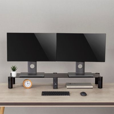 2. Podstawka na dwa monitory - podwójna  Maclean, max. 20kg, hartowane szkło, (1029x285x127mm), MC-936