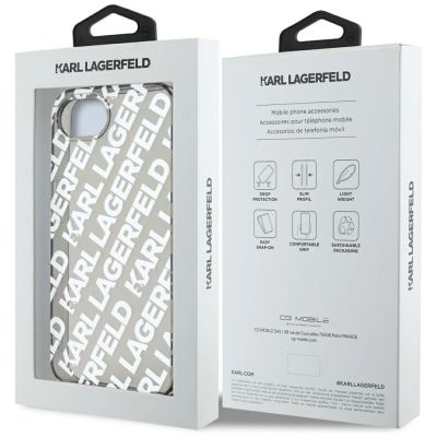 7. Etui Karl Lagerfeld IML Repeat Logo na iPhone 16e - srebrne