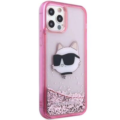 4. Etui Karl Lagerfeld Glitter Choupette Head na iPhone 12 / iPhone 12 Pro - różowe