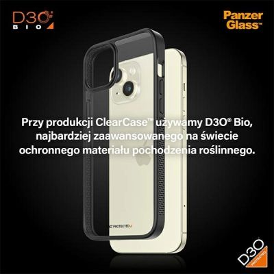 8. Etui PanzerGlass ClearCase na iPhone 15 Plus / 14 Plus z certyfikatem Military Grade - przezroczysto-czarne