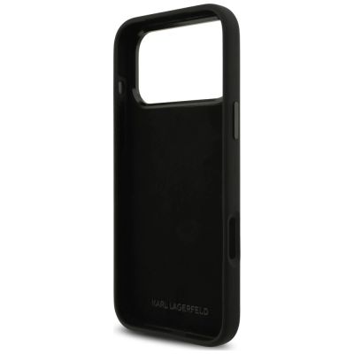 7. Etui Karl Lagerfeld Silicone Karl&Choupette Metal Pin iPhone 18 Pro Max / 17 Pro Max - czarne