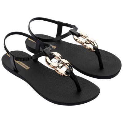 2. Ipanema Sandal Class andały japonki damskie modne czarne ze złotym
