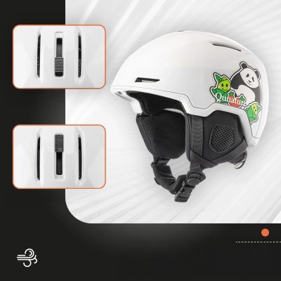 2. Kask narciarski Qunature 10130003005 z nausznikami snowboard Panda dla dzieci 54-58 cm - biały