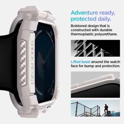 11. Pasek Spigen Rugged Armor na Apple Watch 10 46mm - beżowy