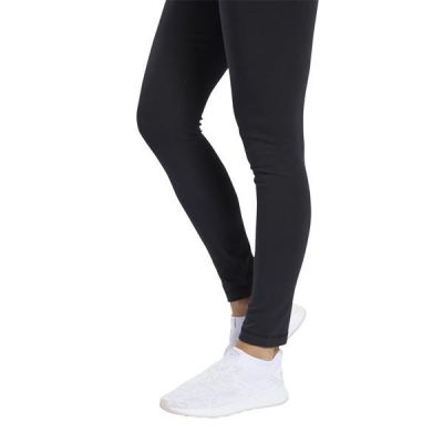 3. Legginsy damskie Reebok TE COTTON LEGGING sportowe z wysoką talią treningowe czarne (FK6664)