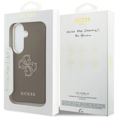 8. Etui Guess Grained Big 4G Metal Logo na Samsung Galaxy S26 - brązowe