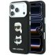 Etui Karl Lagerfeld Saffiano with Karl & Choupette Heads Pins & Logo na iPhone 18 Pro / 17 Pro - czarne