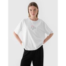 T-shirt oversize z nadrukiem damski 4F 4FRAW24TTSHF2582-10S