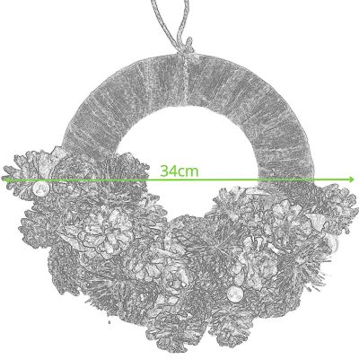 5. WIANEK DEKORACYJNY HALF 34CM ZŁOTY Z SZYSZKAMI I BOMBKAMI MICA