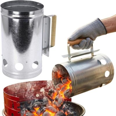 22. KOMIN ROZPALACZ DO GRILLA WYS. 27,5CM Z DREWNIANĄ RĄCZKĄ