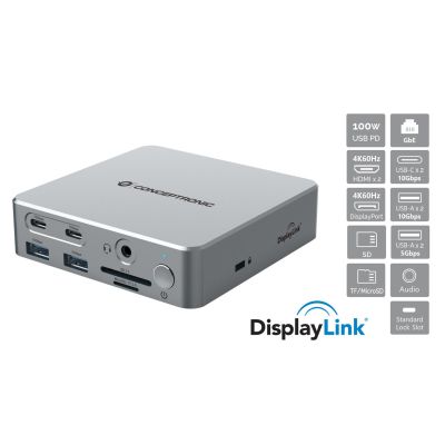 Stacja dokująca CONCEPTRONIC 15-1 USB-C->2xHDMI/2xUSB-C/4xUSB-A/+80W si