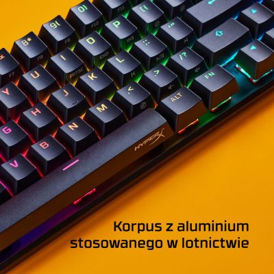 14. HyperX Alloy Origins 65 czarny / Klawiatura gamingowa / mechaniczna / HyperX czerwony / US / RGB / USB-C