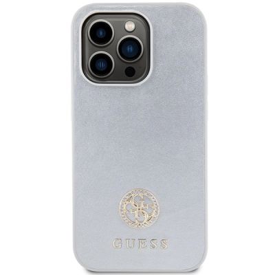 3. Etui Guess Strass Metal Logo na iPhone 15 Pro - srebrne