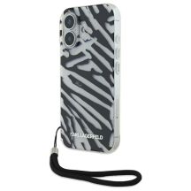 Etui Karl Lagerfeld IML Zebra Pattern & Cord na iPhone 16 - czarne