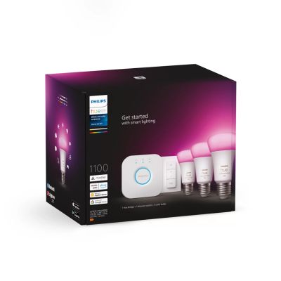 3. Philips Hue White and color ambiance Zestaw startowy: 3 inteligentne żarówki E27 (1100) + regulator przyciemniania Hue Dimmer switch