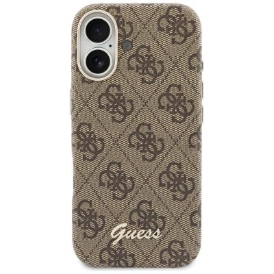 3. Etui Guess 4G Script MagSafe na iPhone 17 - brązowe