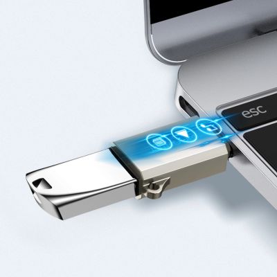 2. Adapter Joyroom S-H151 USB-C (męski) / USB-A (żeński) z oczkiem na smycz - srebrny