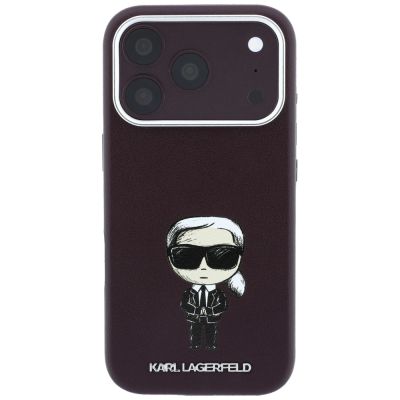 4. Etui Karl Lagerfeld Smooth Ikonik Sketch MagSafe do iPhone 18 Pro / 17 Pro - burgundowe