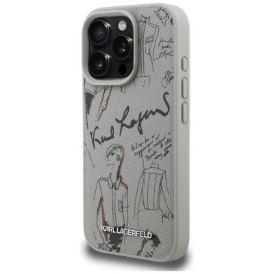 2. Etui Karl Lagerfeld Grained Pattern & Logo MagSafe na iPhone 16 Pro Max - szare