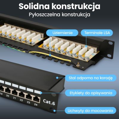 18. Patch panel Extralink  EX.9830 (1U; kat. 5e; 24xRJ-45)