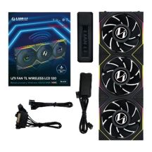 Wentylator Lian Li UNI FAN TL Wireless LCD Lüfter, ARGB, PWM, 3er-Pack inkl. Controller - Reverse Blade, 120mm, czarny