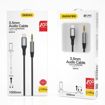 5. Dudao kabel audio Lightning - mini jack 3.5mm 1m szary (L11PRO)